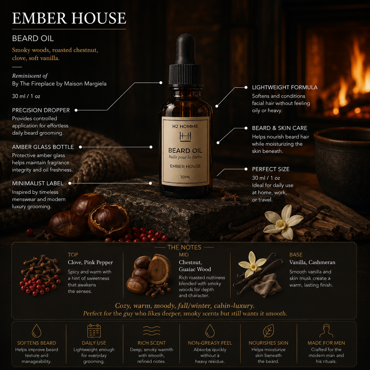 H2 Homme Beard Oil: Ember House Edition